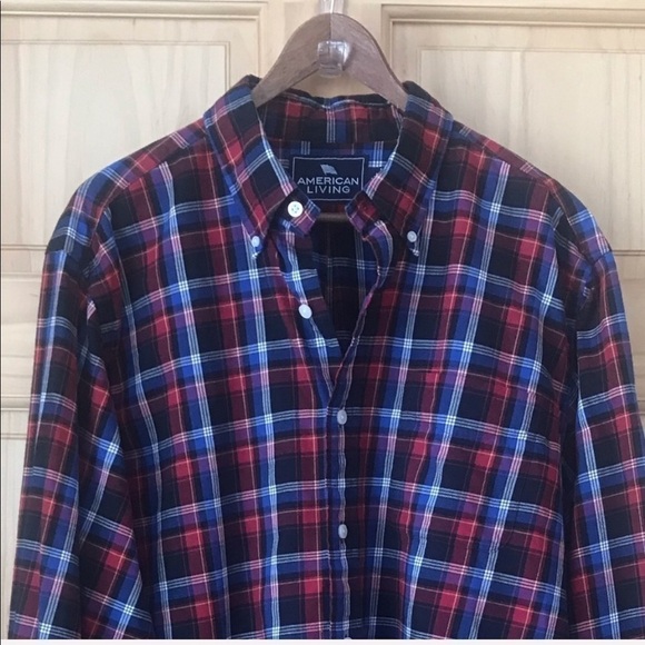 AMERICAN LIVING men’s size XL plaid button front shirt - Picture 7 of 9